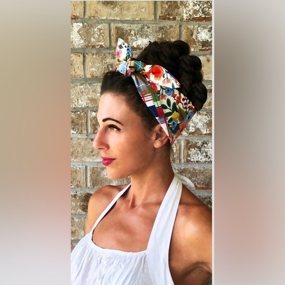 HandmadeRetroTophop Accessories - 5 HandmadeRetroTopShop Reversible Retro Hair Wrap Cotton Wide Self Tie Headbands